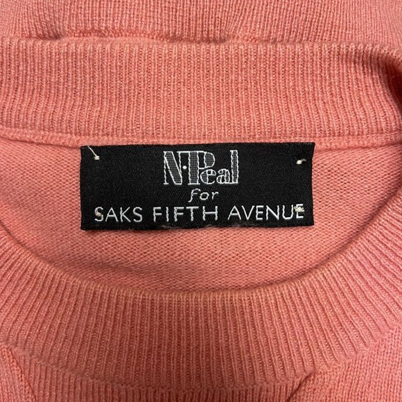 N.Peal Saks Fifth Avenue Men's Crewneck Sweater Cashmere/Cotton Coral Scotland M - Picture 3 of 7